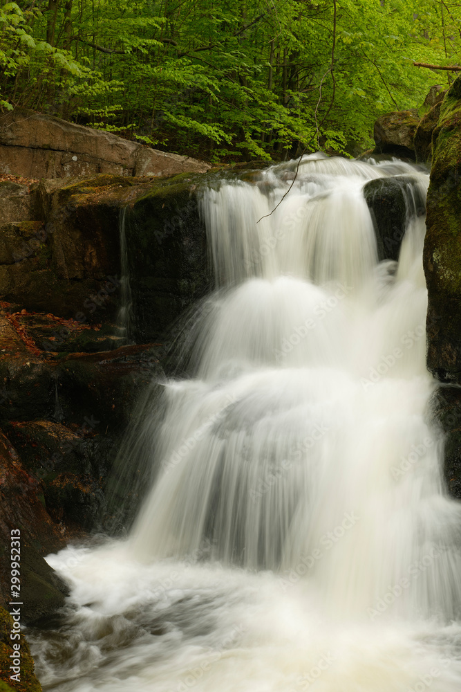 Potoka Falls in super green forest surroundings, Czech Republic