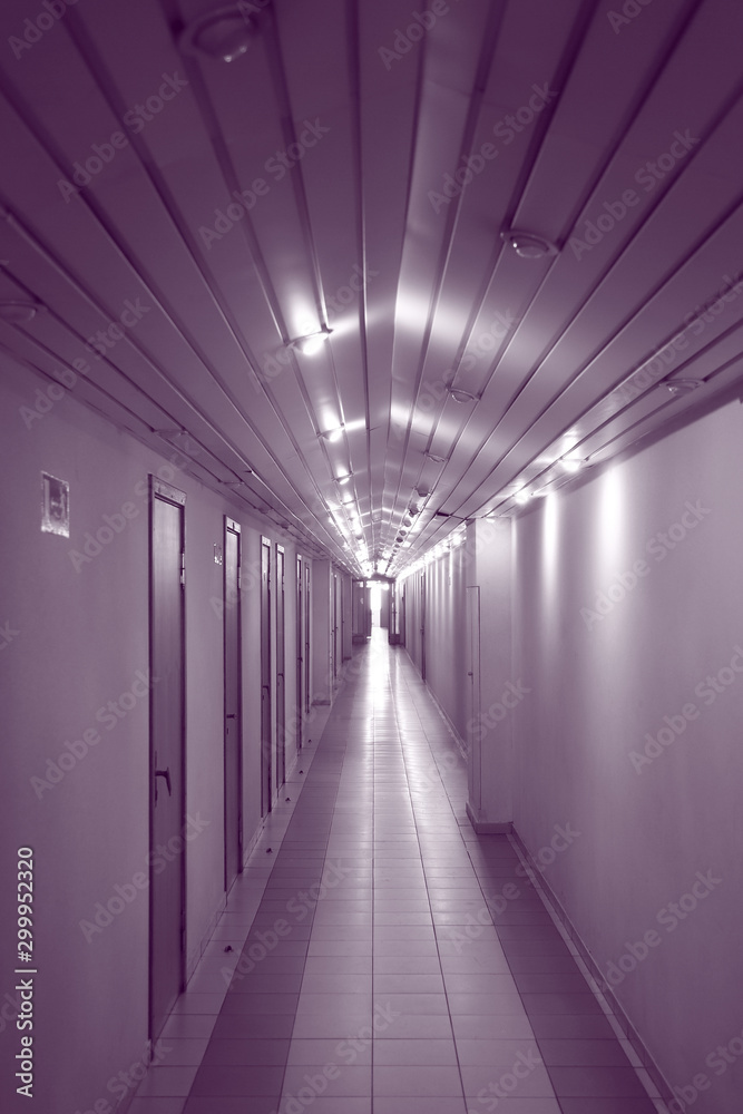 Long office corridor in modern industrial production area