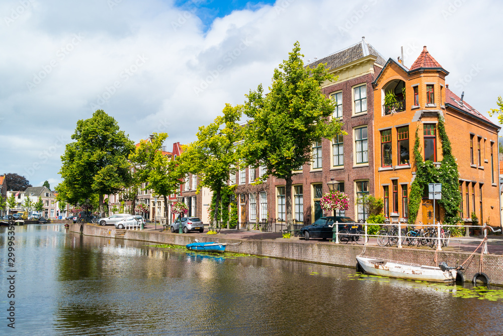 Rapenburg canal in Leiden, Netherlands