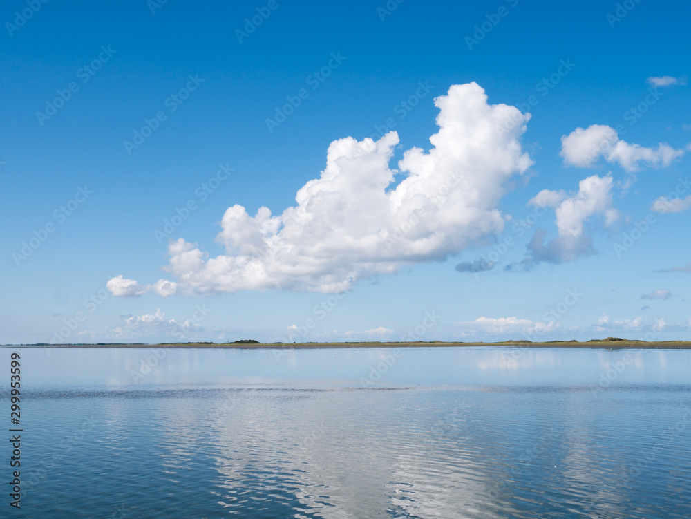 Coastal panorama of West Frisian island Schiermonnikoog in Waddensea, Friesland, Netherlands