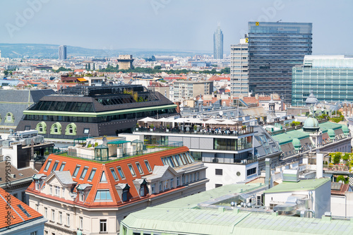 Panorama with rooftop cafe, Vienna, Austria