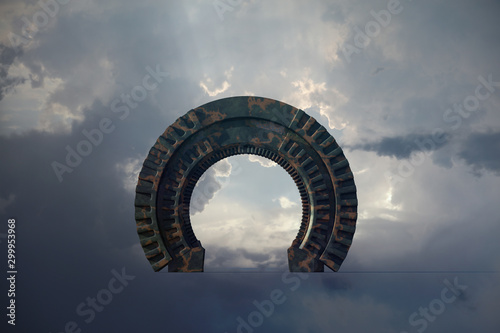 Space Gate into other world 3d rendering