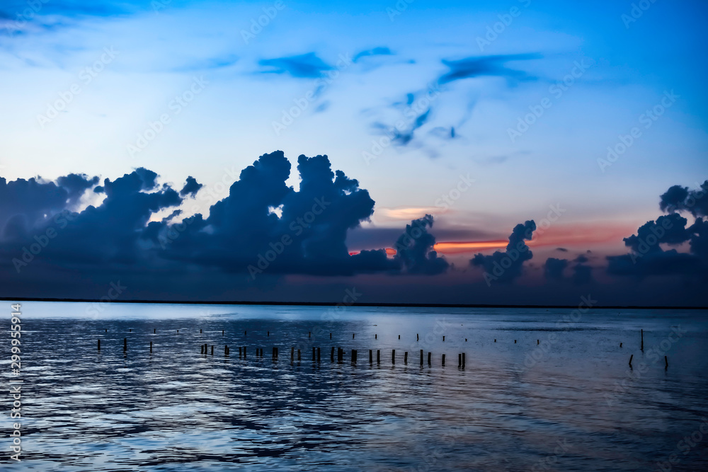 clouds over lake at dawn