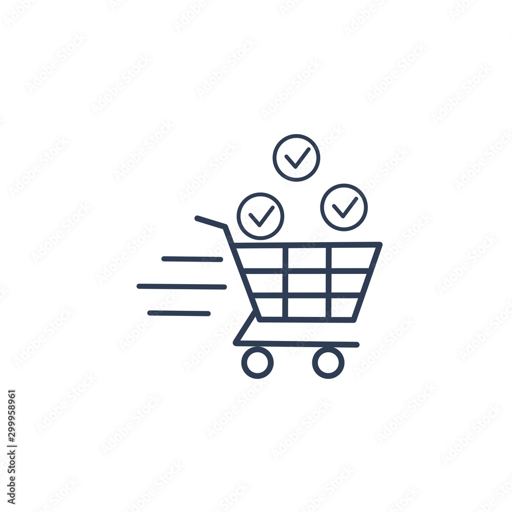 Purchases with delivery. Vector linear icon isolated on white background. Purchases with delivery. Vector linear icon isolated on white background.
