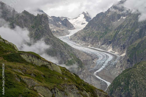 fiescher glacier during a cloudy day, fieschertal,Valais, Switzerland photo