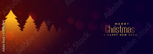 christmas horizontal banner with glowing tree design