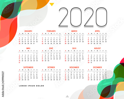 stylish modern 2020 calendar design template