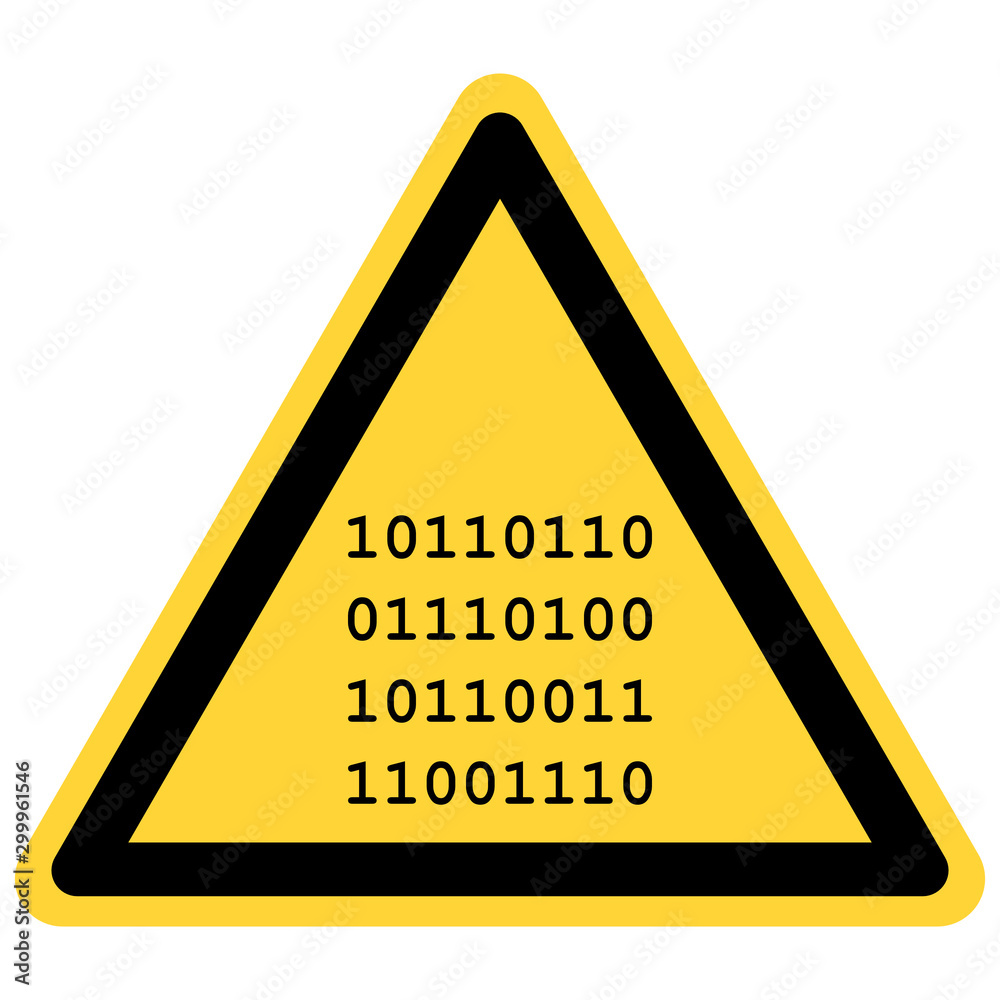 Binärcode und Warnschild Binärcode und Warnschild