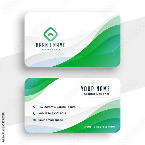elegant white and green business card design template