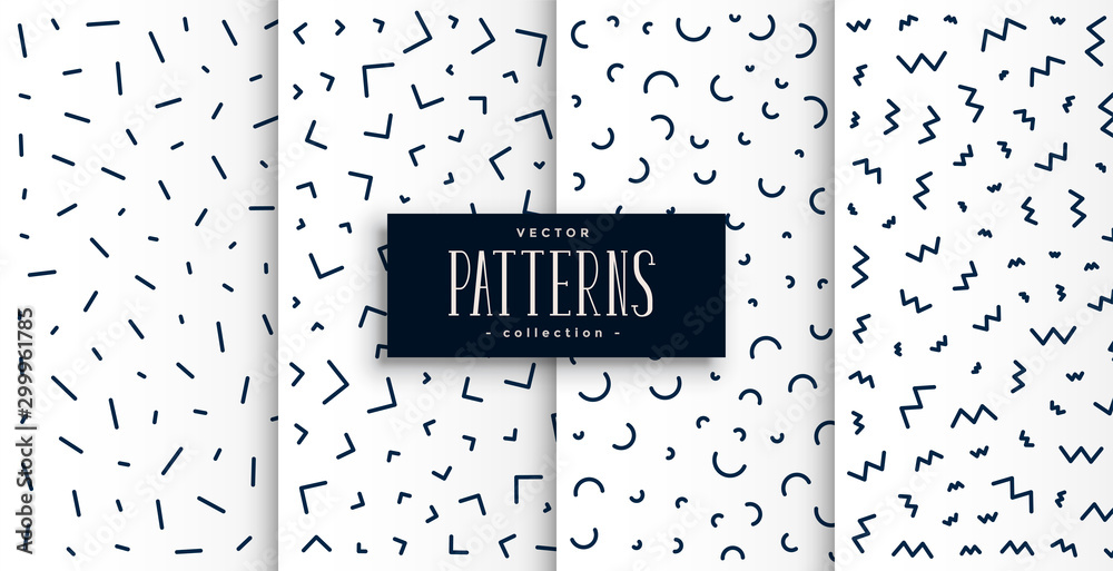 memphis pattern set in black and white color - obrazy, fototapety, plakaty 