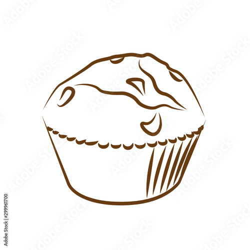  muffin contour simple vector illustration isolated