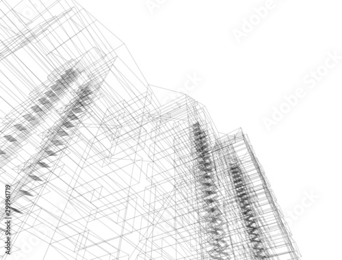 abstract architecture building, vector 3d illustration 
