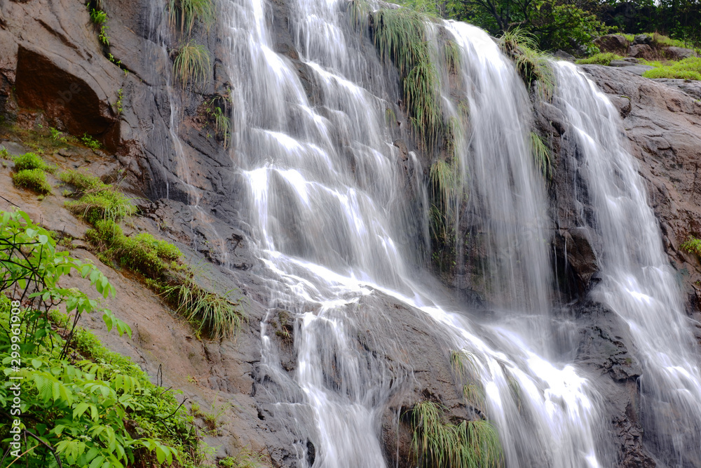 Fototapeta premium Monsoon Landscape at Tamhini near Pune India. Monsoon is the annual rainy season in India from June to September.