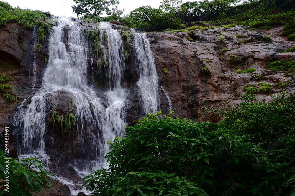 Fototapeta premium Monsoon Landscape at Tamhini near Pune India. Monsoon is the annual rainy season in India from June to September.