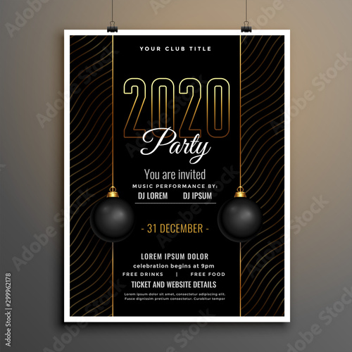 elegant black and gold new year party flyer design template