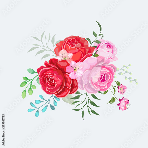 Decorative Wedding invitation card set with floral background vector