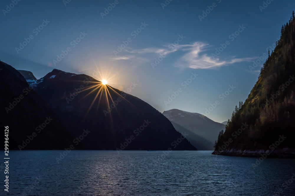 Sunrise at the entrance to Tracy Arm Fjord,  Alaska