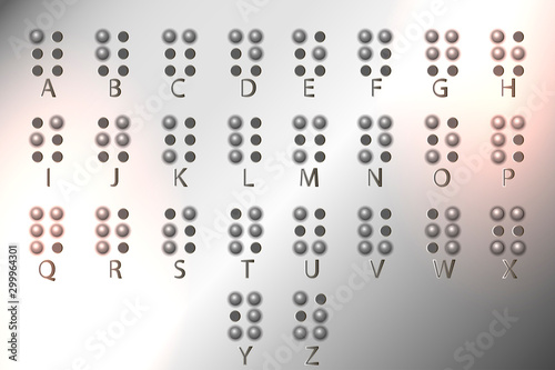 Metal Braille alphabet, tactile writing system used by blind or visually impaired people. Vector