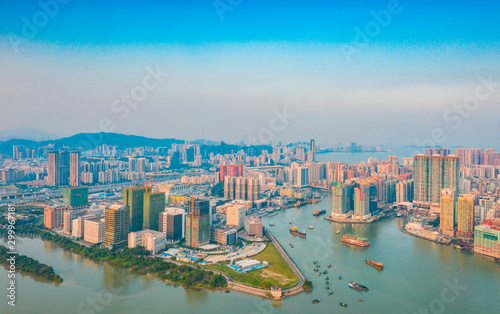 Aerial panoramic views of Zhuhai  China  and The Great Bay Area of Macau
