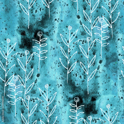Seamless pattern with lowers. Watercolor background.