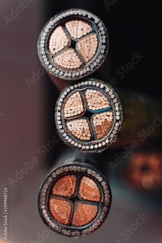 Three cut SWA three phase cables.