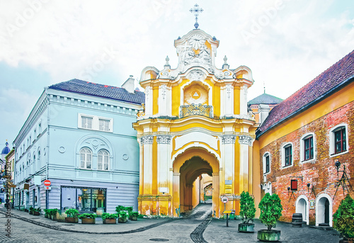 Basilian monastery gate in the Old Town of Vilnius in Lithuania photo