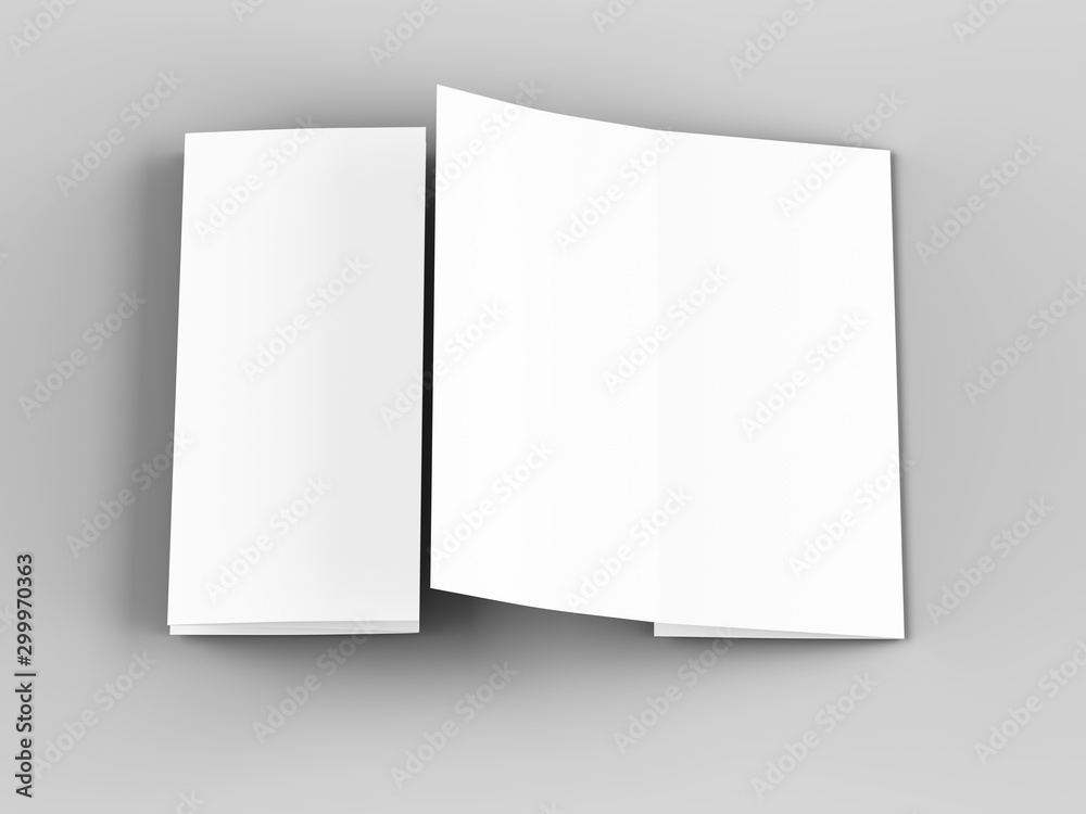 Brochure in A4 format folded to three - mockup. 3d illustartion Brochure in A4 format folded to three - mockup. 3d illustartion