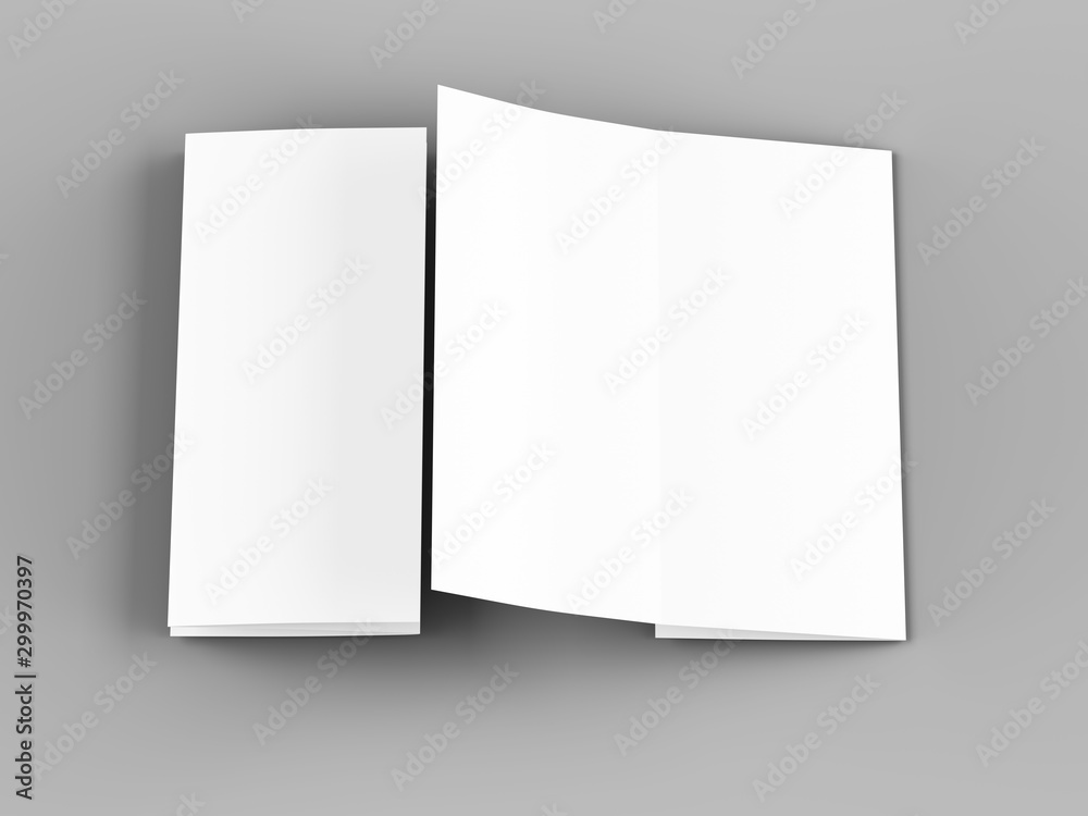 Brochure in A4 format folded to three - mockup. 3d illustartion Brochure in A4 format folded to three - mockup. 3d illustartion