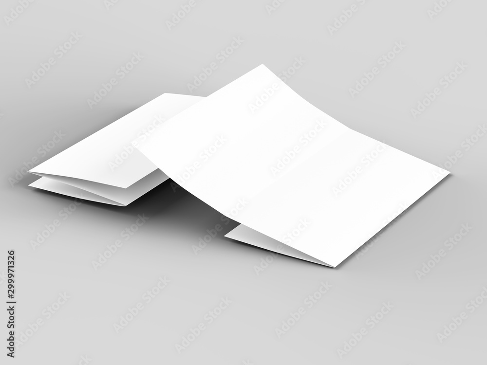 Brochure in A4 format folded to three - mockup. 3d illustartion Brochure in A4 format folded to three - mockup. 3d illustartion