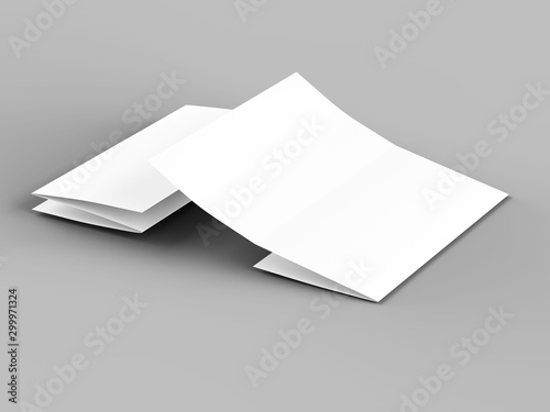 Brochure in A4 format folded to three - mockup. 3d illustartion