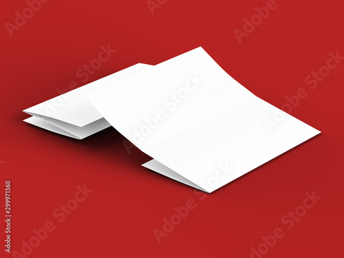 Brochure in A4 format folded to three - mockup. 3d illustartion