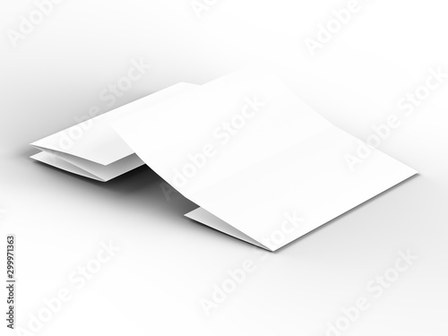 Brochure in A4 format folded to three - mockup. 3d illustartion