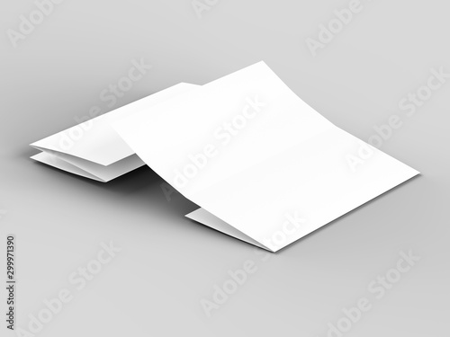 Brochure in A4 format folded to three - mockup. 3d illustartion