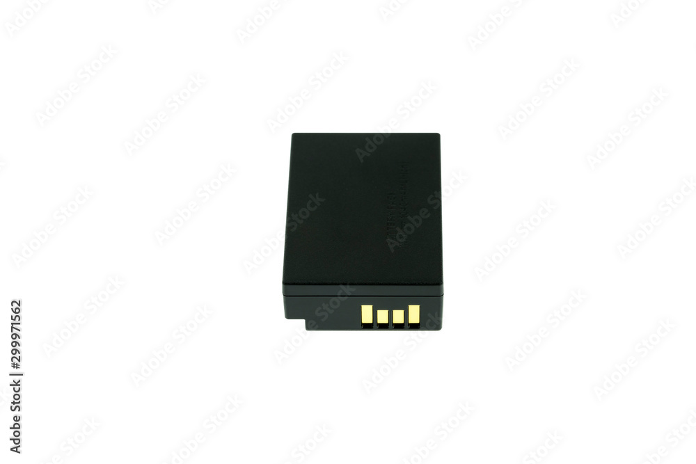 lithium-ion battery for camera isolated on white background with clipping path. lithium-ion battery for camera isolated on white background with clipping path.