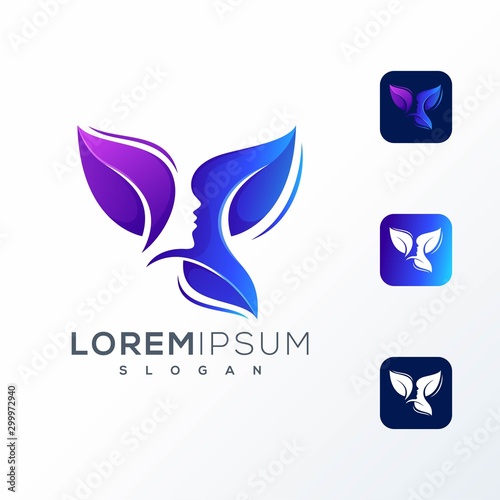 colorful woman leaf logo design ready to use