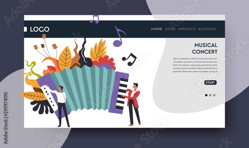 Musical concert web page template harmonic or accordion