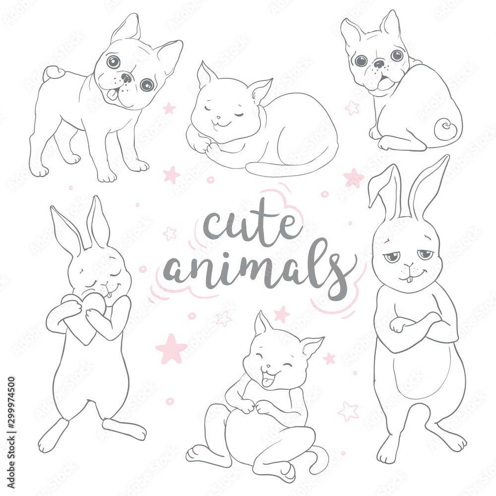 Card with joyful dogs and happy puppies. Vector background with mongrels, sheepdog, dachshund, lap-dog and others breeds. Card with joyful dogs and happy puppies. Vector background with mongrels, sheepdog, dachshund, lap-dog and others breeds.