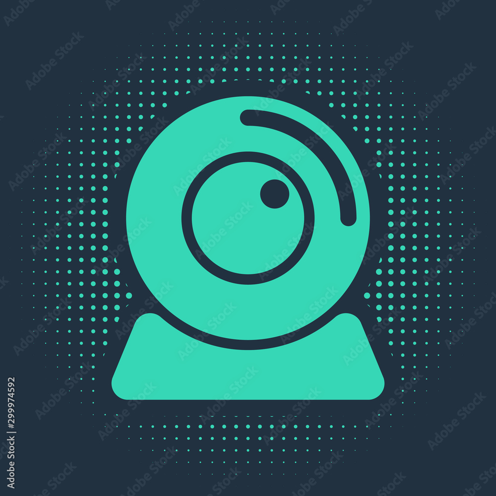 Green Web camera icon isolated on blue background. Chat camera. Webcam  icon. Abstract circle random dots. Vector Illustration Stock Vector | Adobe  Stock