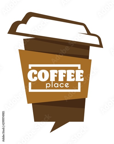 Takeaway coffee cup isolated icon cafe or cafeteria