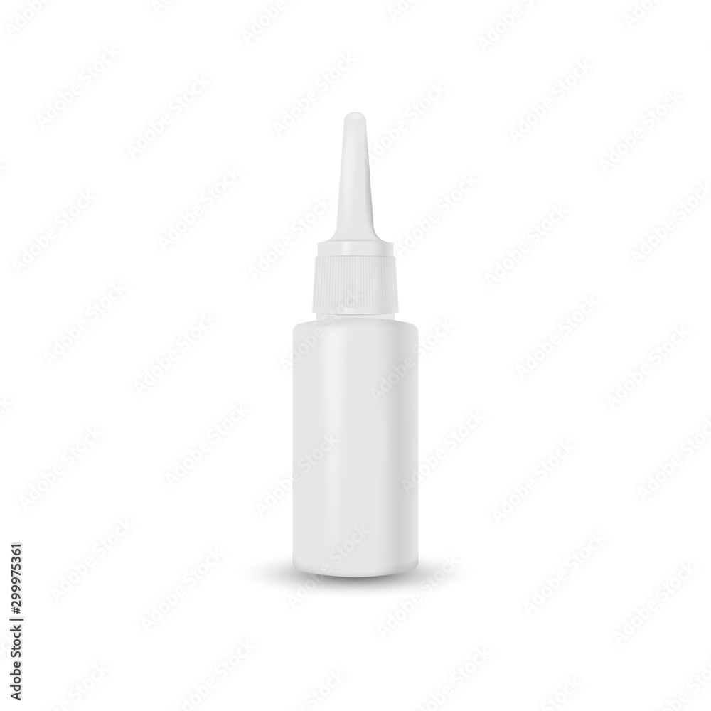 Nasal spray bottle mockup isolated on white background. Vector illustration. Nasal spray bottle mockup isolated on white background. Vector illustration.