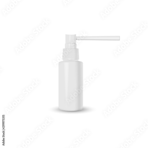 Medical nasal spray medicine dispenser for treatment of rhinitis and sore throat pharmaceuticals isolated on white background. Vector illustration.