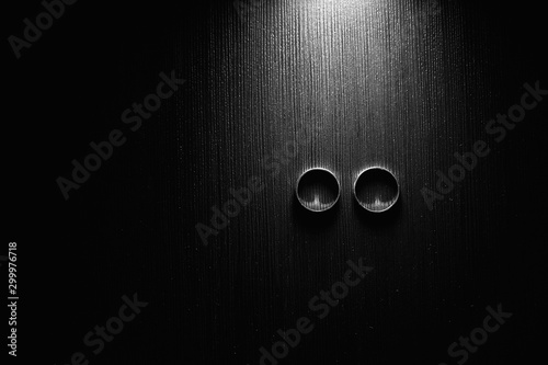 wedding rings in black and white.