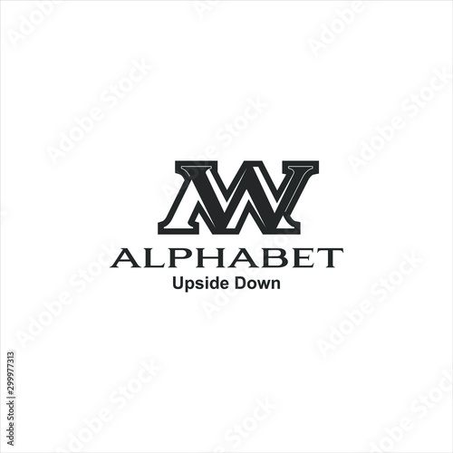 Alphabet M and W upside down icon logo , vector stock