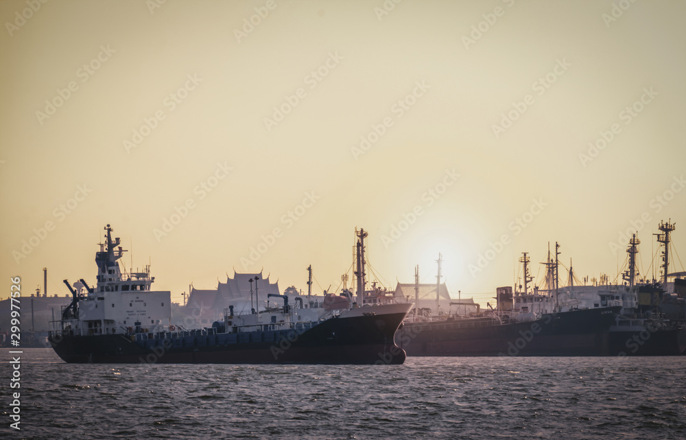 Logistics and transportation of International Container Cargo ship in the ocean at Sunshine sky, Freight Transportation, Shipping Logistics and transportation of International Container Cargo ship in the ocean at Sunshine sky, Freight Transportation, Shipping