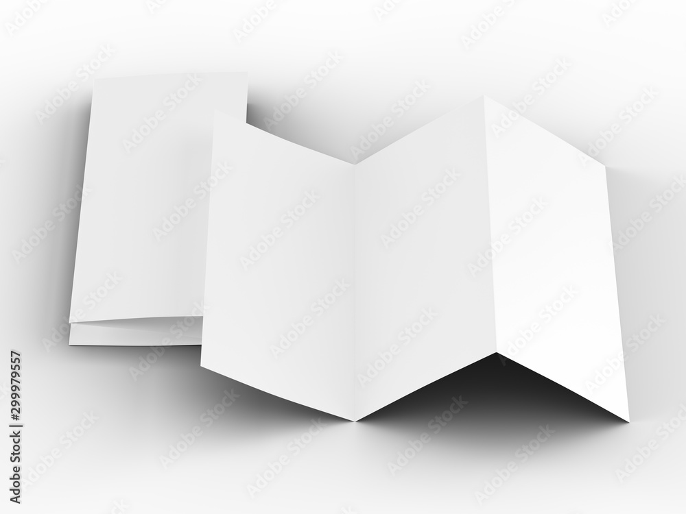 Brochure in A4 format folded to three - mockup. 3d illustartion Brochure in A4 format folded to three - mockup. 3d illustartion