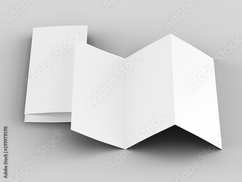 Brochure in A4 format folded to three - mockup. 3d illustartion © neva