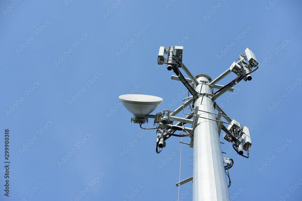 Telecommunication Tower Antennas High Pole Signal Transmission Both Wireless Phone Telecommunication Tower Antennas High Pole Signal Transmission Both Wireless Phone