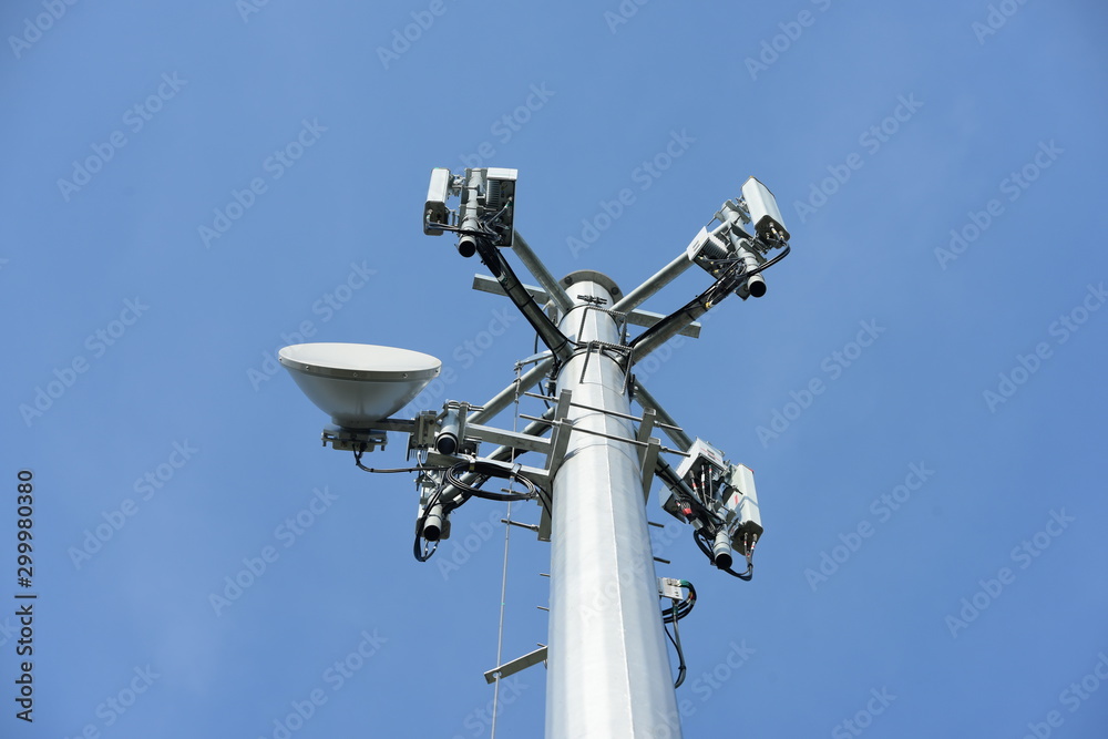 Telecommunication Tower Antennas High Pole Signal Transmission Both Wireless Phone Telecommunication Tower Antennas High Pole Signal Transmission Both Wireless Phone