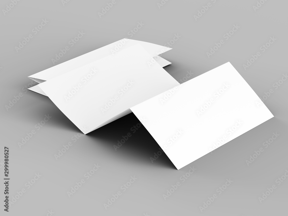 Brochure in A4 format folded to three - mockup. 3d illustartion Brochure in A4 format folded to three - mockup. 3d illustartion