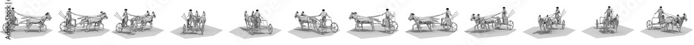 3d render, persian chariot, illustration